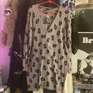 Torrid gray skull cardigan